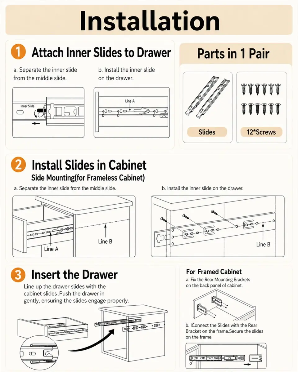 Gobrico 18 inch Drawer Slides 10 Pair | Heavy Duty Soft Close Full Extension - view 8