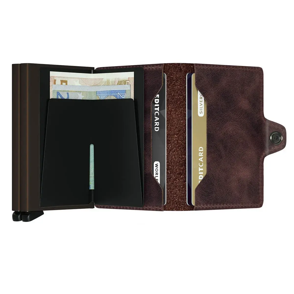SECRID Miniwallet Vintage Chocolate Genuine Leather RFID Protection Wallet 7cm (2.75in) x 10.2cm (4.02in) | Holds up to 16 Cards - view 2
