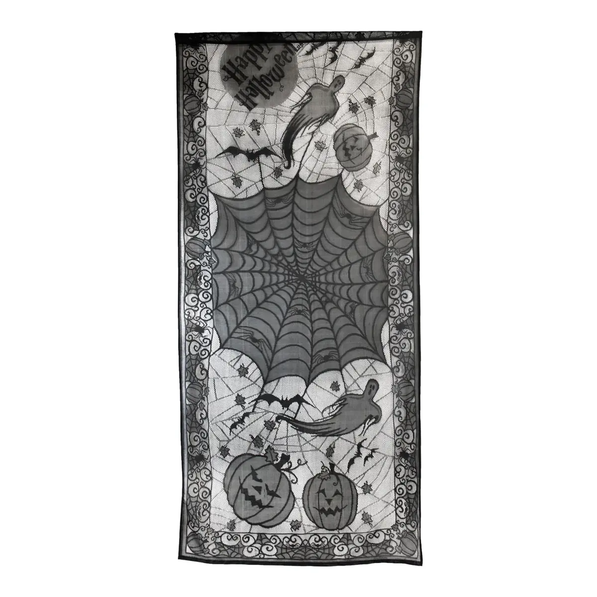 DII Haunted Lace Halloween Curtain Panel 38x84 | Spooky Indoor & Porch Decor - main product image