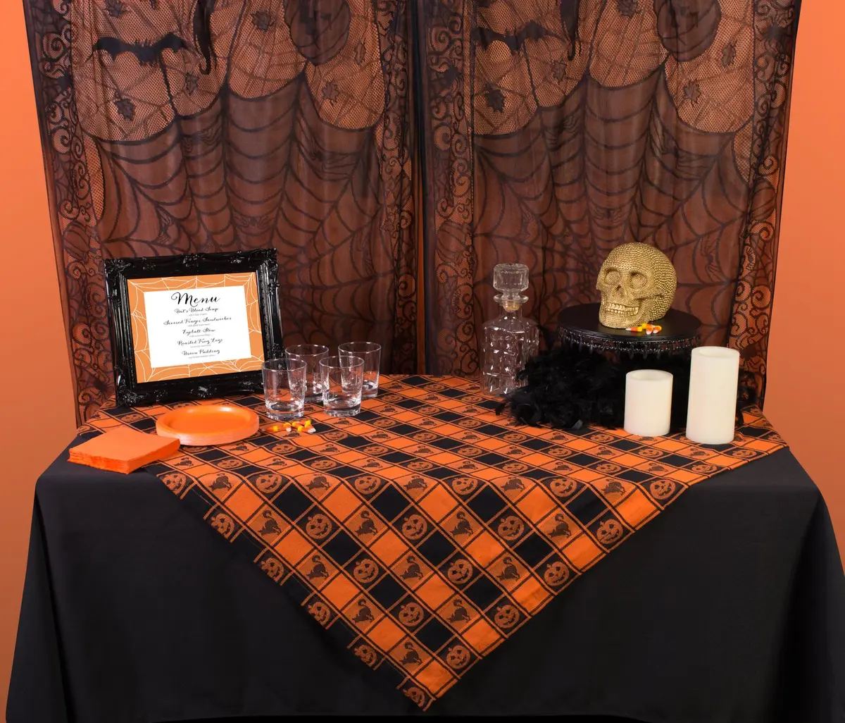 DII Haunted Lace Halloween Curtain Panel 38x84 | Spooky Indoor & Porch Decor - view 2