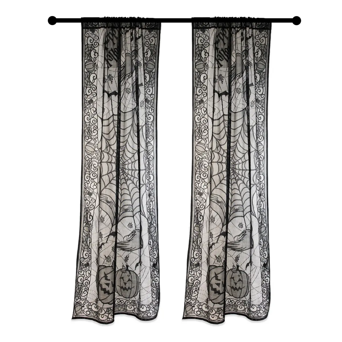 DII Haunted Lace Halloween Curtain Panel 38x84 | Spooky Indoor & Porch Decor - view 3
