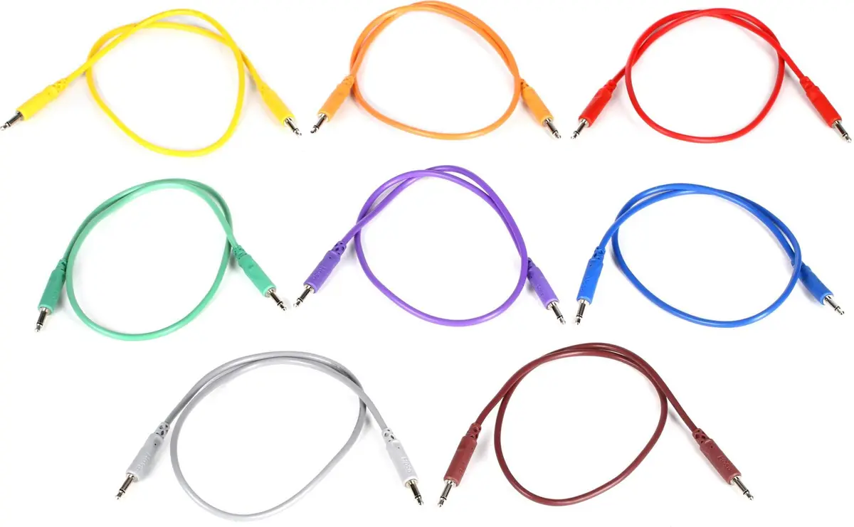 Hosa CMM-845 Eurorack Patch Cables 8-Pack - 1.5 Feet, Assorted Colors | 3.5mm TS to 3.5mm TS, 8 cables - main product image