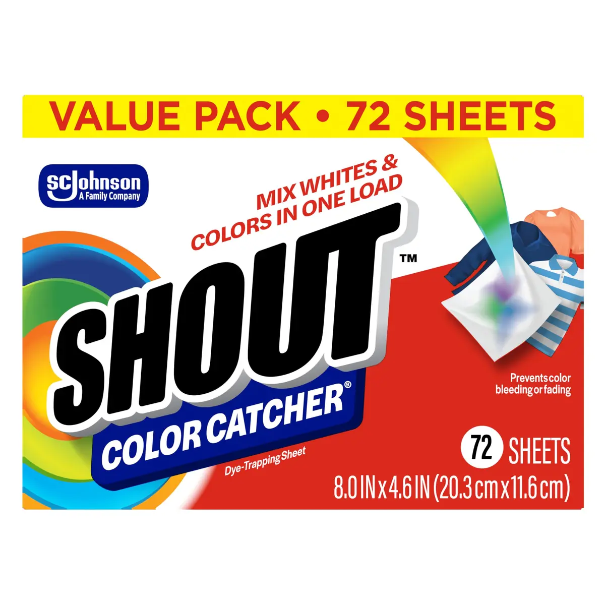 Shout Color Catcher Sheets for Laundry Maintains Clothes Original Colors 72 Count | Color-Protection Sheets - main product image