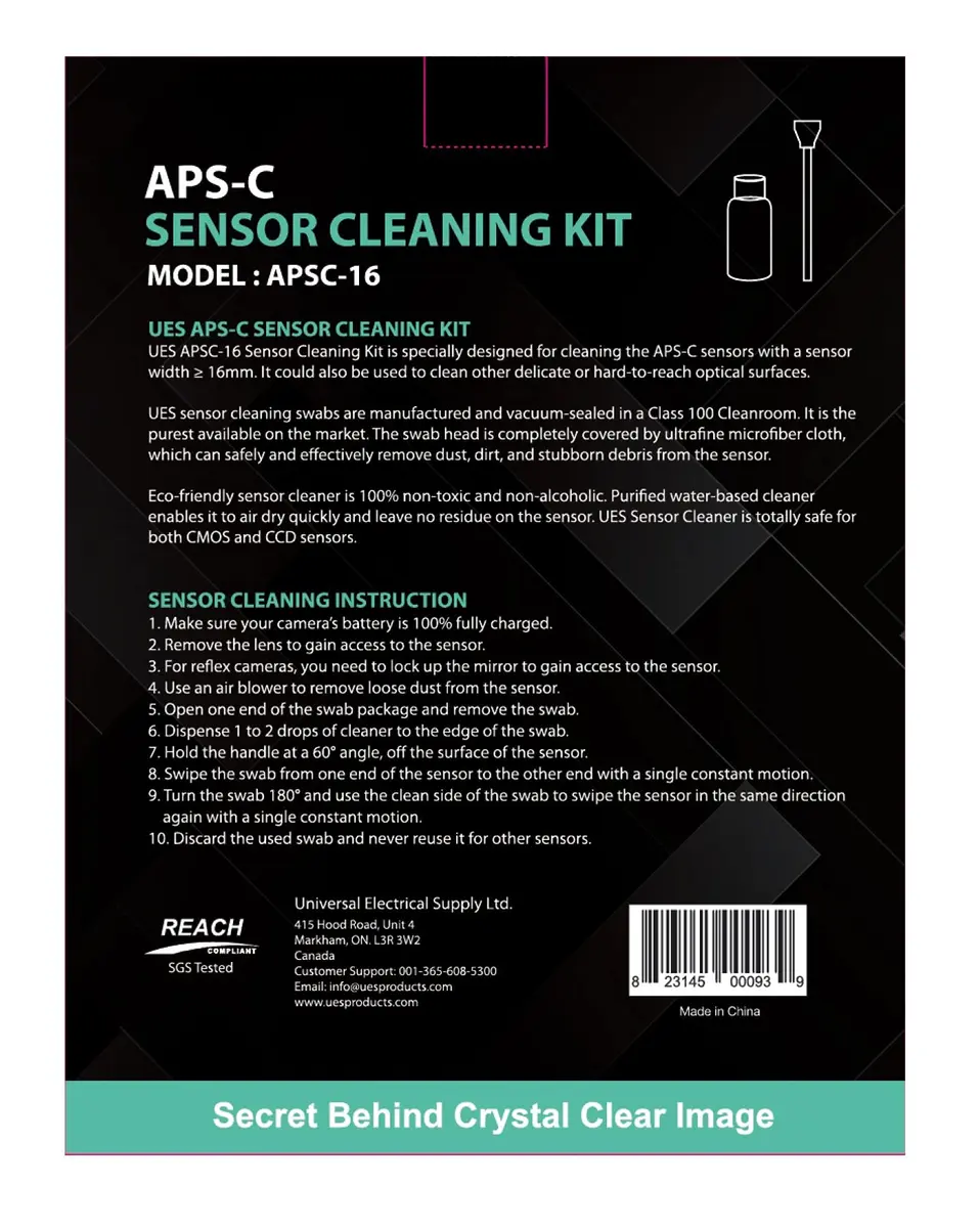 UES APS-C Camera Sensor Cleaning Kit 16mm (14 Swabs + 15ml Solution) | Professional Dust Removal for DSLR & Mirrorless - view 9