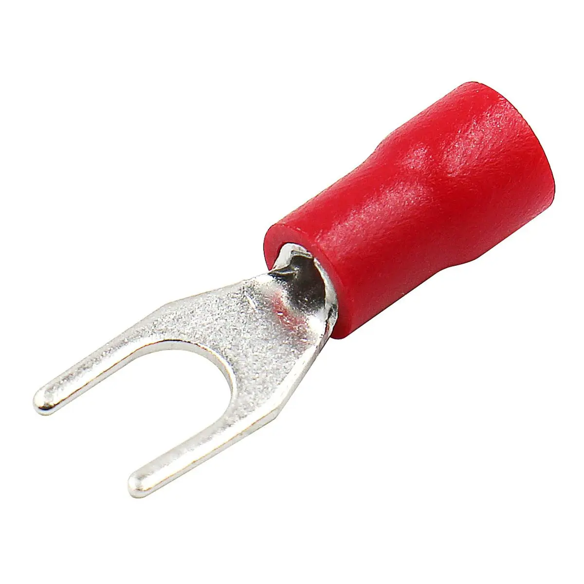 Baomain Red Fork Spade Insulated Terminal Connectors 4.3mm #8 Stud 22-16 AWG (100-Pack) | Secure Crimp Connection for Electrical Wiring - view 8