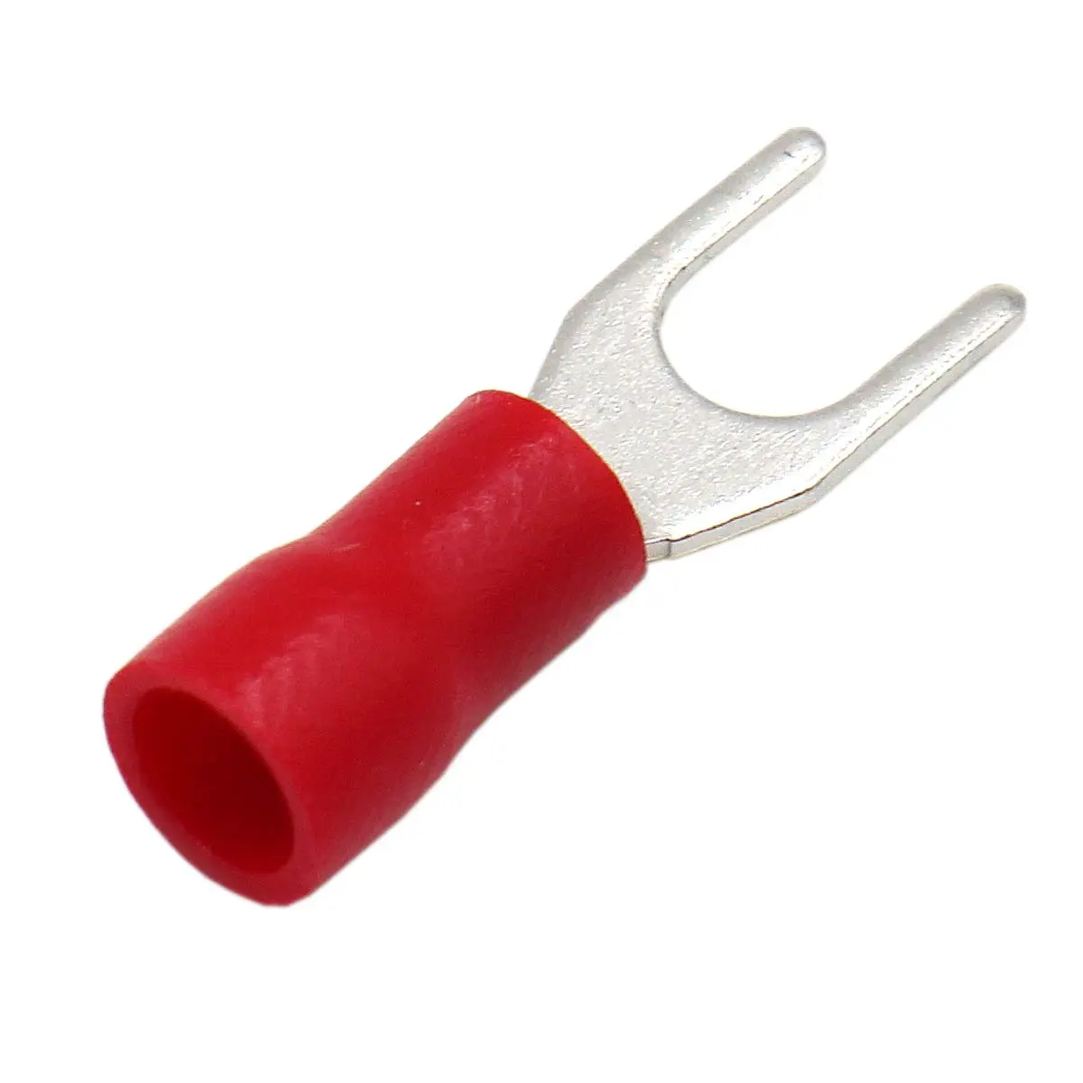 Baomain Red Fork Spade Insulated Terminal Connectors 4.3mm #8 Stud 22-16 AWG (100-Pack) | Secure Crimp Connection for Electrical Wiring - view 4