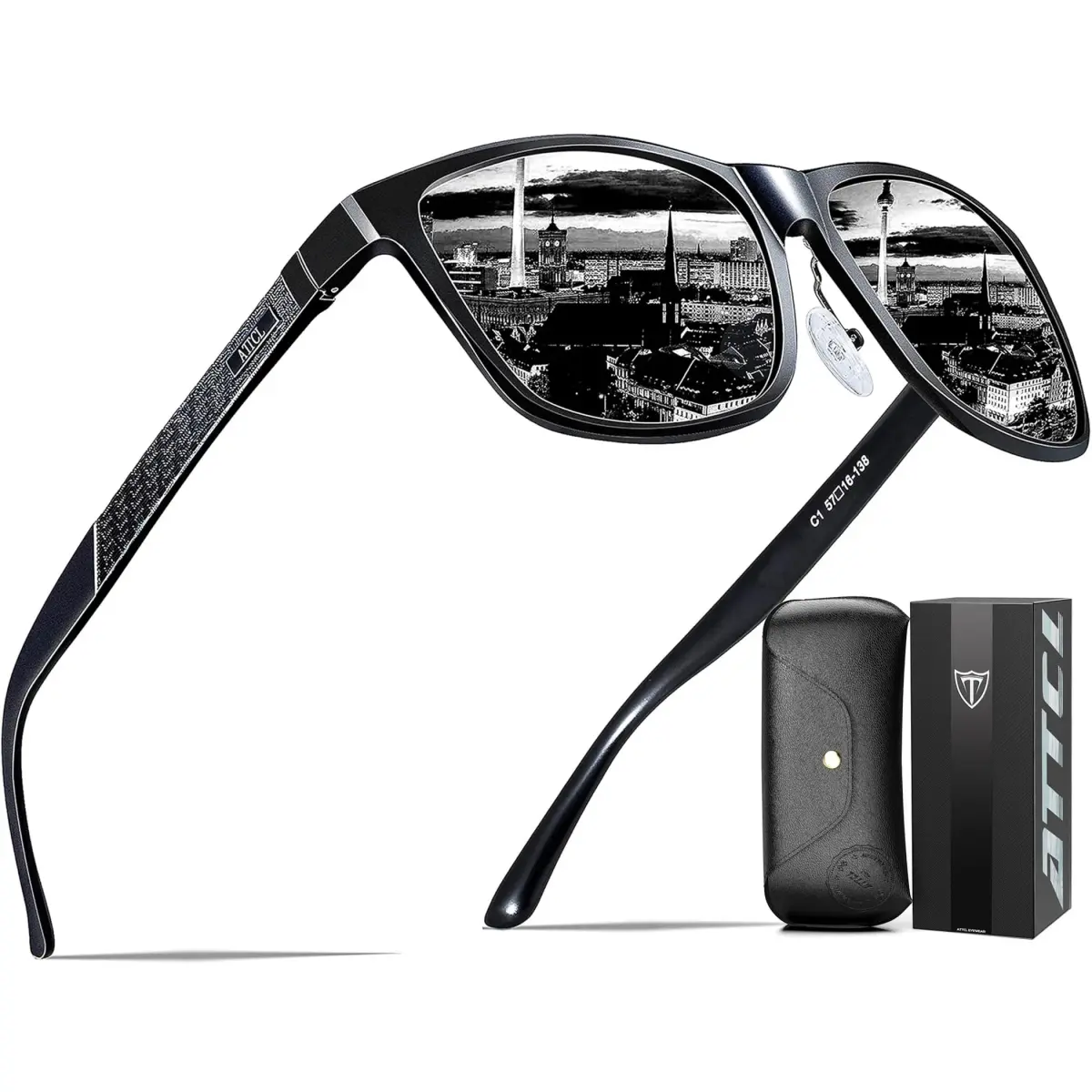 ATTCL Polarized Sunglasses for Men: UV400 Protection AL-MG Metal Rectangular Frame | Driving, Travel, Hiking - main product image
