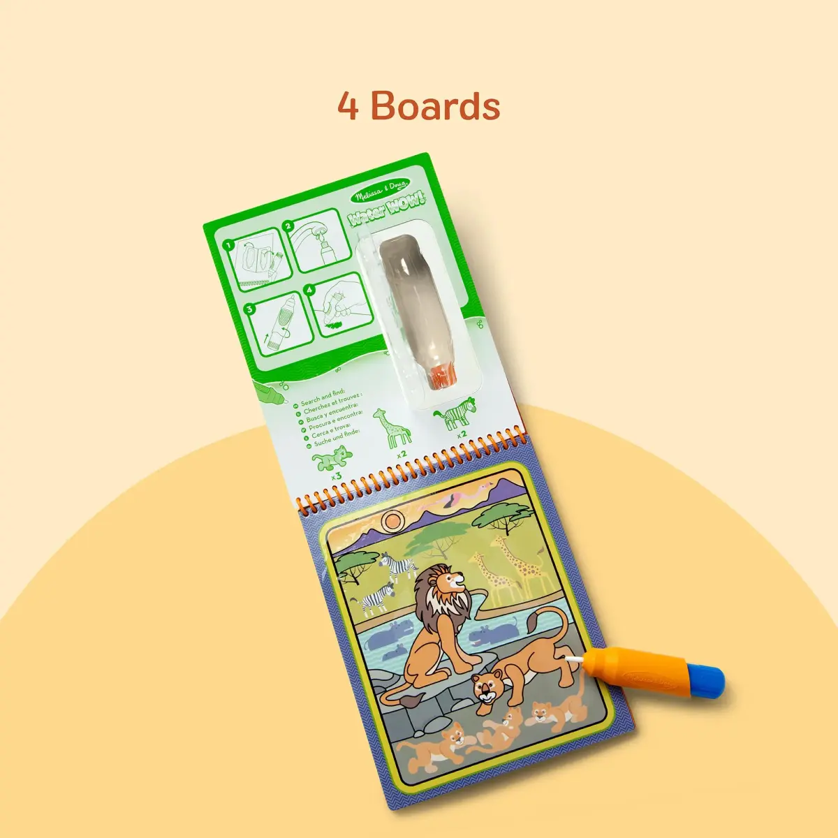 Melissa & Doug On The Go Water Wow! Safari Activity Pad | 4 Reusable Pages, Refillable Water Pen - view 7