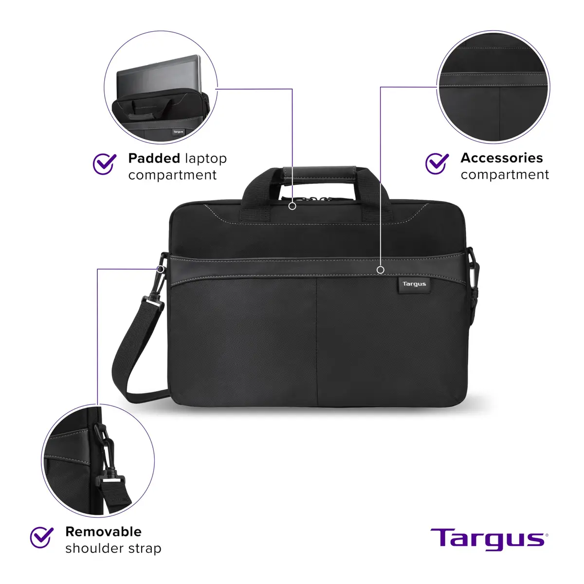 Targus Laptop Slim Briefcase for 15.6-inches | Water-Resistant, Lightweight, Professional - view 4