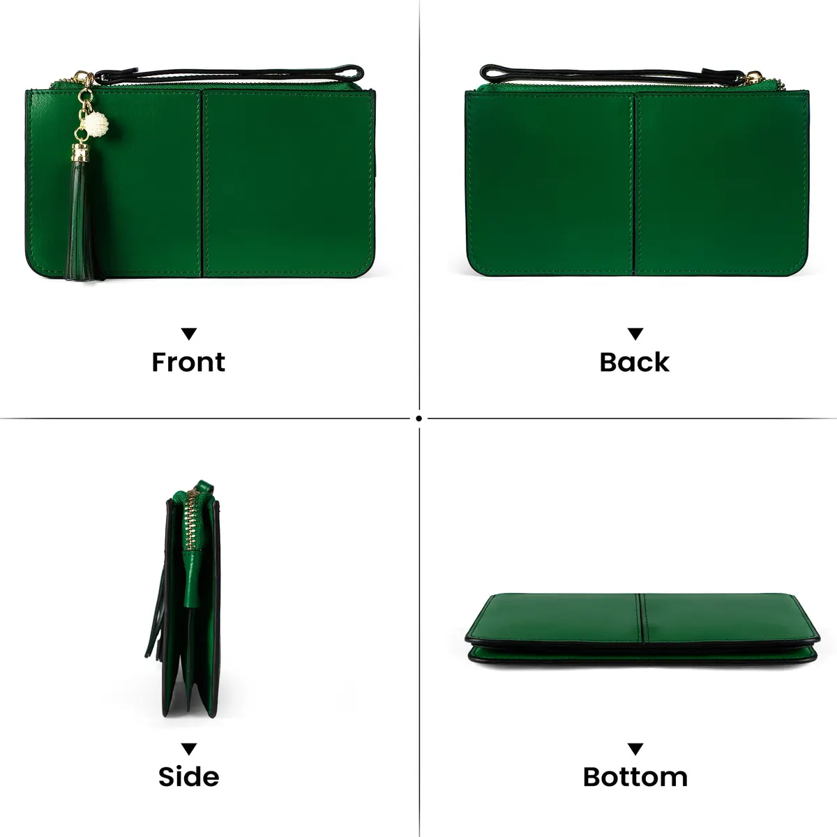 befen Genuine Leather Wristlet Clutch for Women Ultra-Slim Ladies Credit Card Holder Wallet Purses with RFID Protection (Kelly Green, 20.6cm x 11cm) - view 8