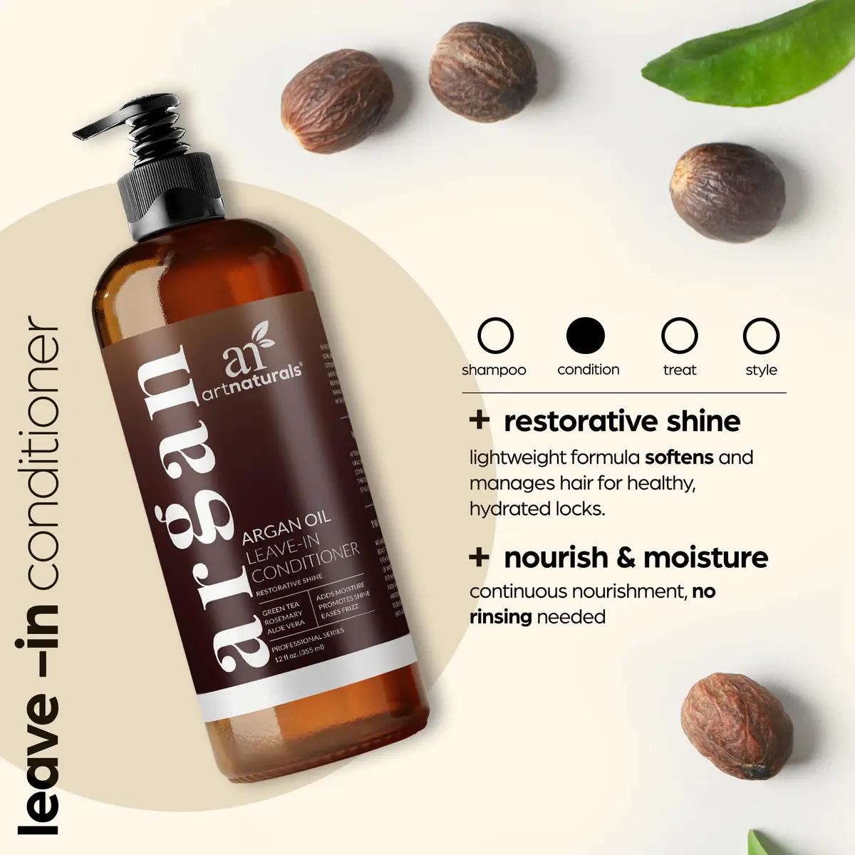 Artnaturals Argan Oil Leave-In Conditioner 12 fl oz | Hydrates & Repairs Dry Hair - view 2
