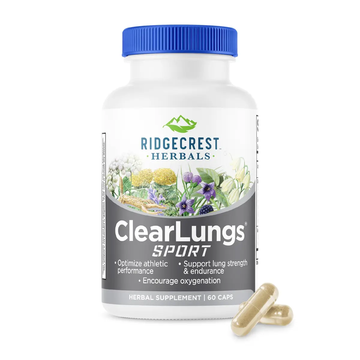 RidgeCrest Herbals ClearLungs Sport Oxygen and Lung Support 60 Ct | Respiratory & Athletic Performance Support - main product image