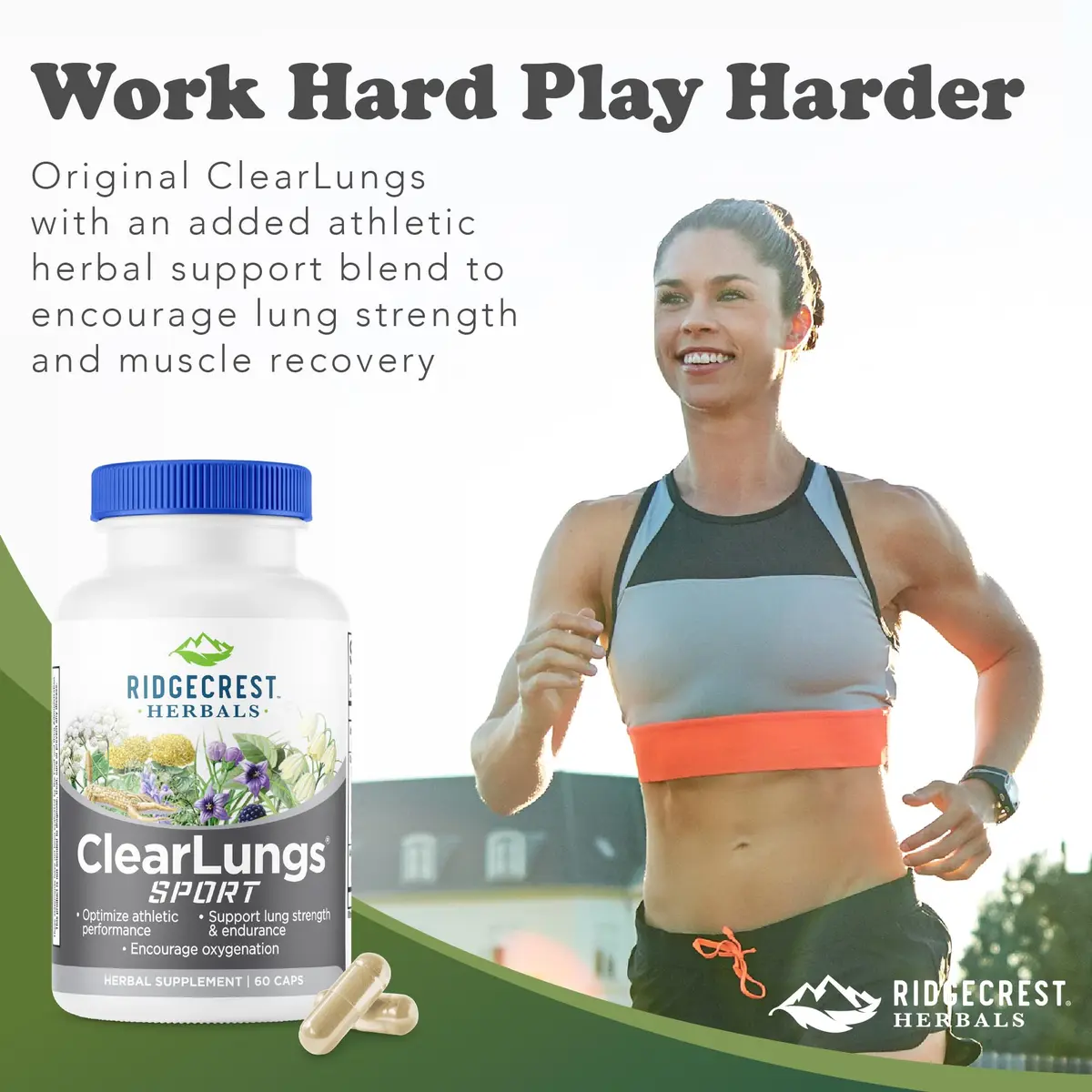 RidgeCrest Herbals ClearLungs Sport Oxygen and Lung Support 60 Ct | Respiratory & Athletic Performance Support - view 6
