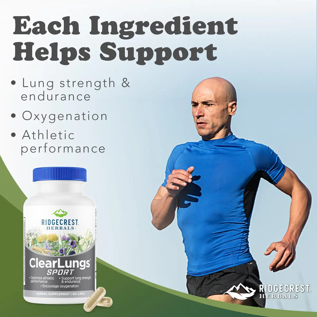 RidgeCrest Herbals ClearLungs Sport Oxygen and Lung Support 60 Ct | Respiratory & Athletic Performance Support - view 2