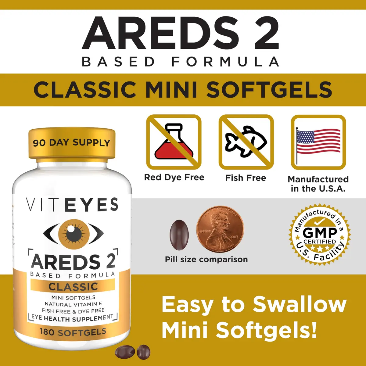 Viteyes AREDS 2 Classic Macular Health Formula Softgels 180 Count (Pack of 1) | Eye Health Vitamin to Support Macular Health - view 6