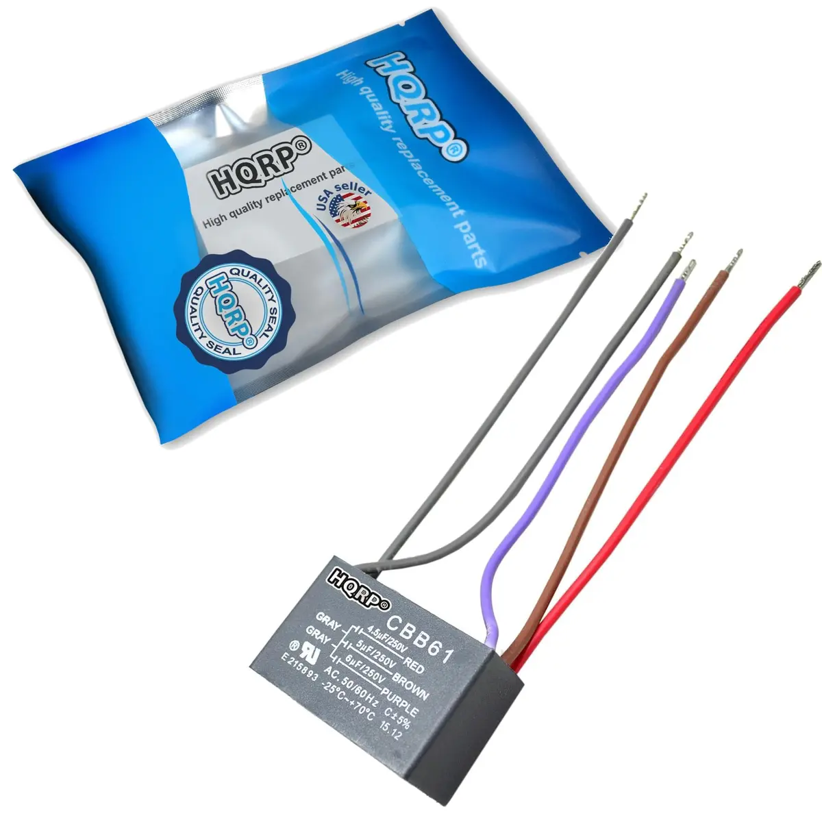 HQRP 4.5uf+5uf+6uf 5-Wire Motor Capacitor 250VAC (16µF Total) | Replacement for Harbor Breeze Ceiling Fan - view 2
