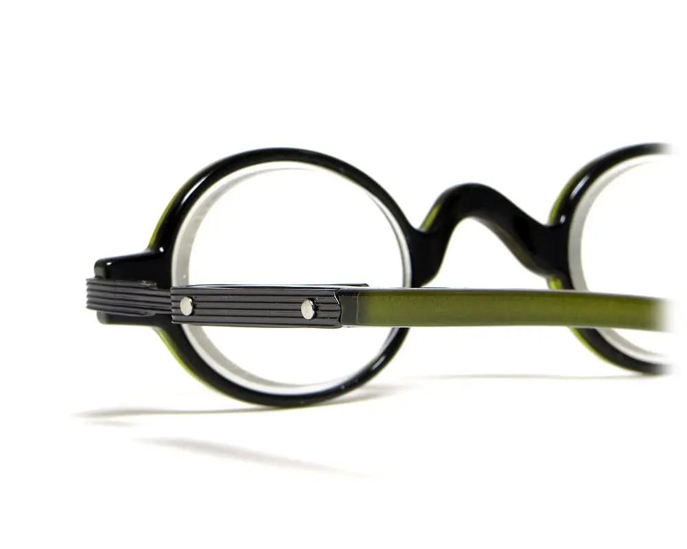 Calabria Unisex R314/R501S Metal Vintage Round Reading Glasses – Olive | Classic Professor Style Readers with Retro Frame Design | Eyewear | Magnification 1.00x - view 5