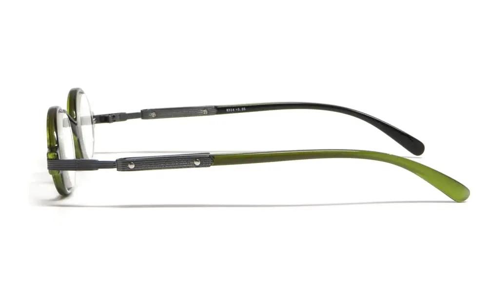 Calabria Unisex R314/R501S Metal Vintage Round Reading Glasses – Olive | Classic Professor Style Readers with Retro Frame Design | Eyewear | Magnification 1.00x - view 3