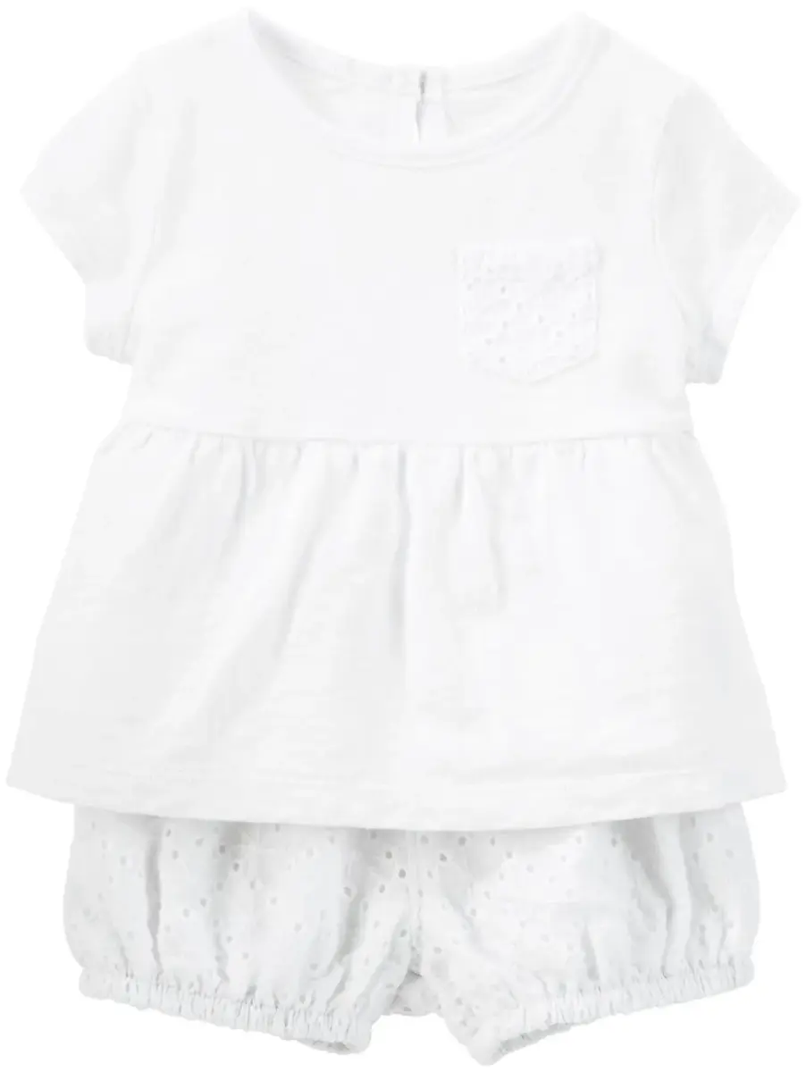 OshKosh B'Gosh Baby Girls' 2-Piece Pant Set - White, 12 Months | Lightweight Cotton Outfit - main product image