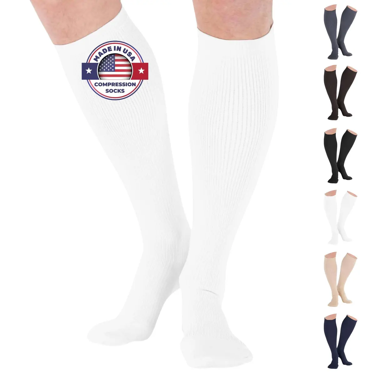 ABSOLUTE SUPPORT Men Opaque Compression Socks 20-30mmHg | Made in USA, Support Varicose Veins & Swelling, X-Large - main product image