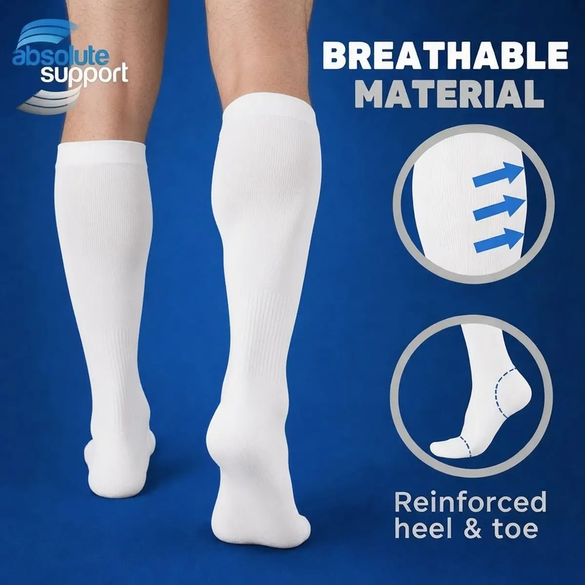 ABSOLUTE SUPPORT Men Opaque Compression Socks 20-30mmHg | Made in USA, Support Varicose Veins & Swelling, X-Large - view 3