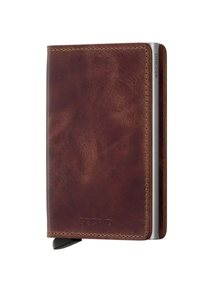 SECRID Vintage Slim Wallet 10.2 cm Brown | RFID Blocking Full Grain Leather Card Holder - main product image