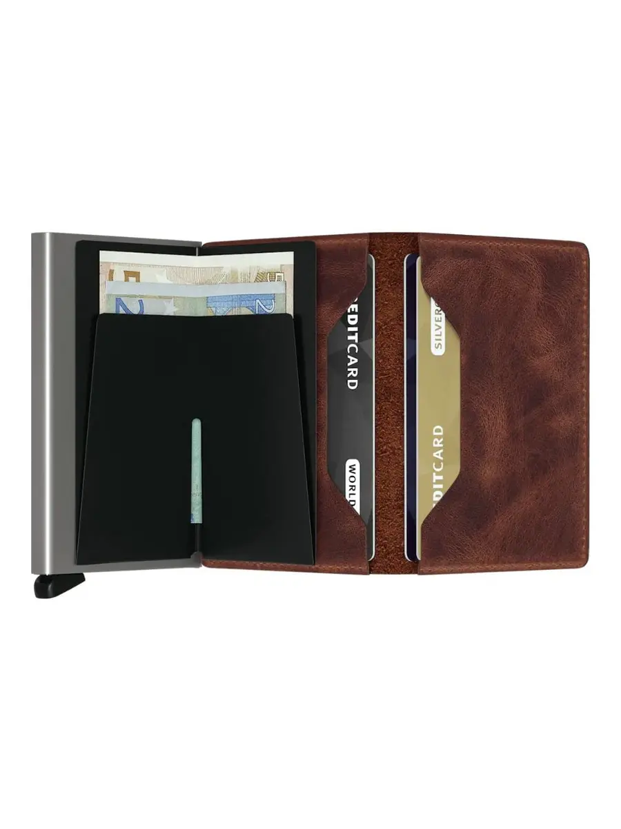 SECRID Vintage Slim Wallet 10.2 cm Brown | RFID Blocking Full Grain Leather Card Holder - view 3