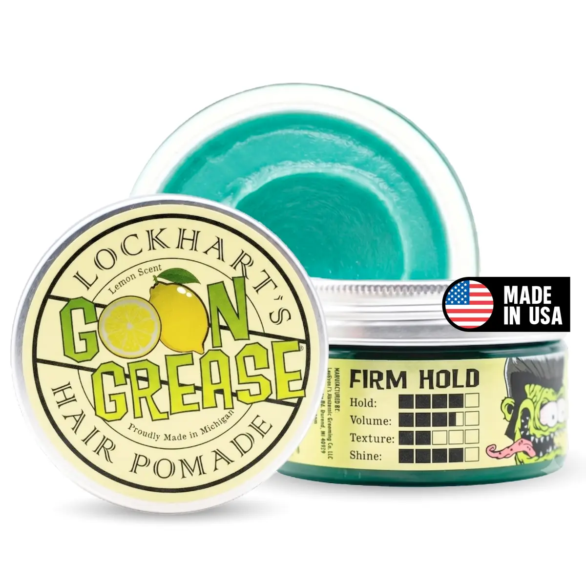 Lockhart's Goon Grease Oil Pomade for Men, Firm Hold, Lemon, 3.4 oz | Classic, Heavy Shine, Reworkable - main product image