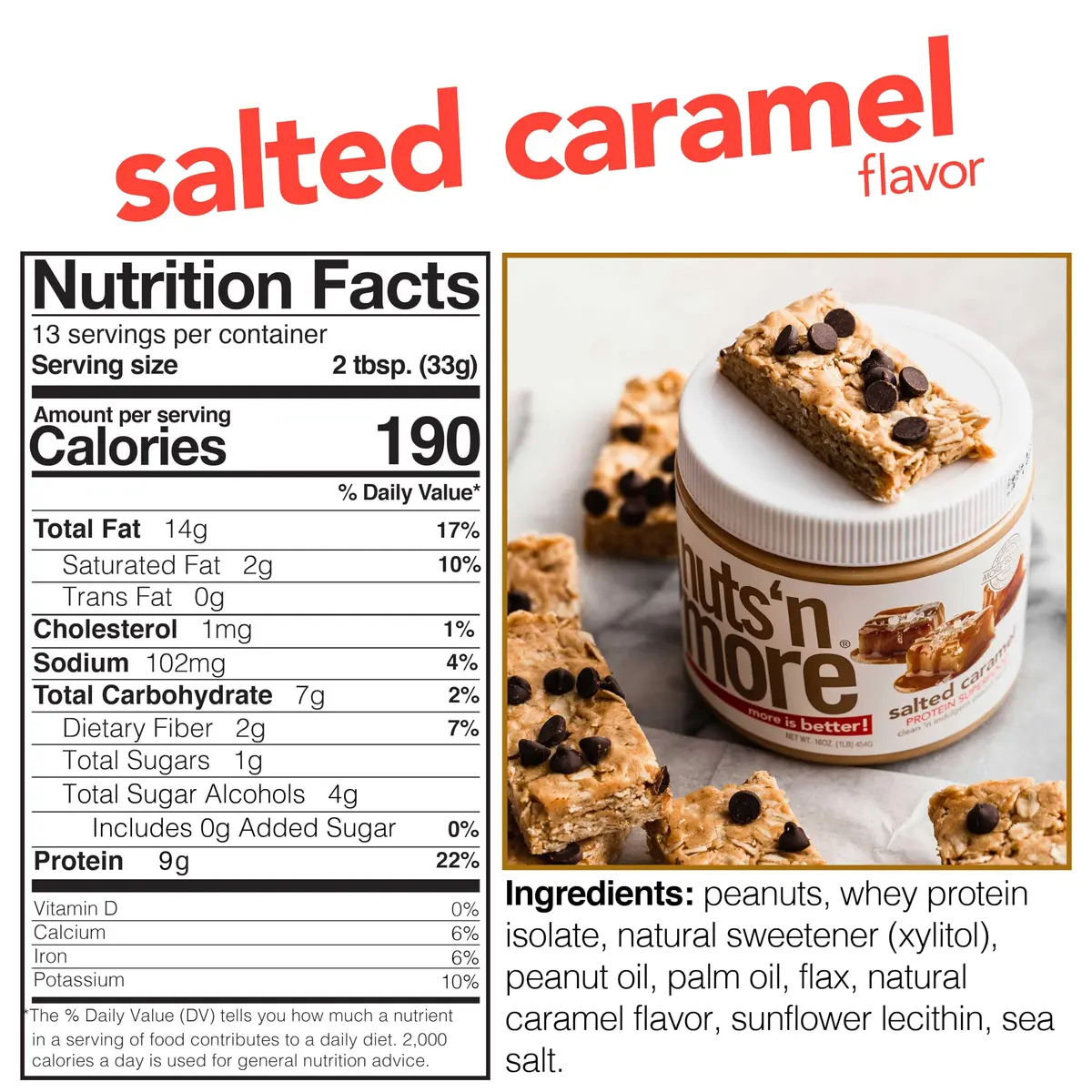Nuts 'N More Salted Caramel Peanut Butter Spread 15oz | High Protein & Low Sugar - view 2