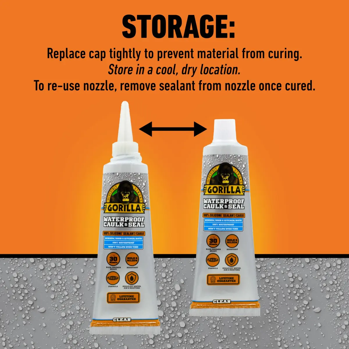 Gorilla Waterproof Caulk & Seal Silicone Sealant 85ml (2.8oz) | Seals Out Water and Moisture - view 5