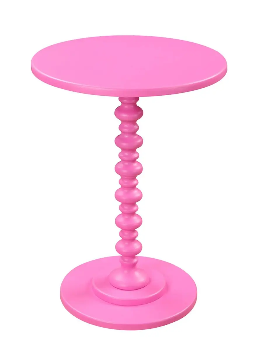Convenience Concepts Palm Beach Spindle End Table, 17.75" | Pink Finish, Classic Design - main product image