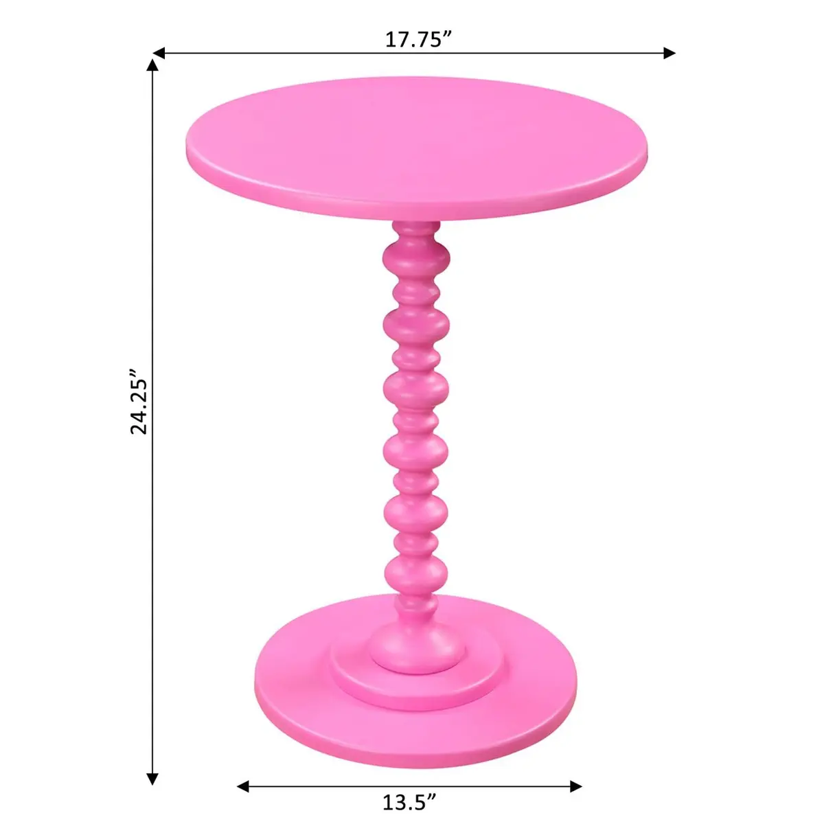Convenience Concepts Palm Beach Spindle End Table, 17.75" | Pink Finish, Classic Design - view 6