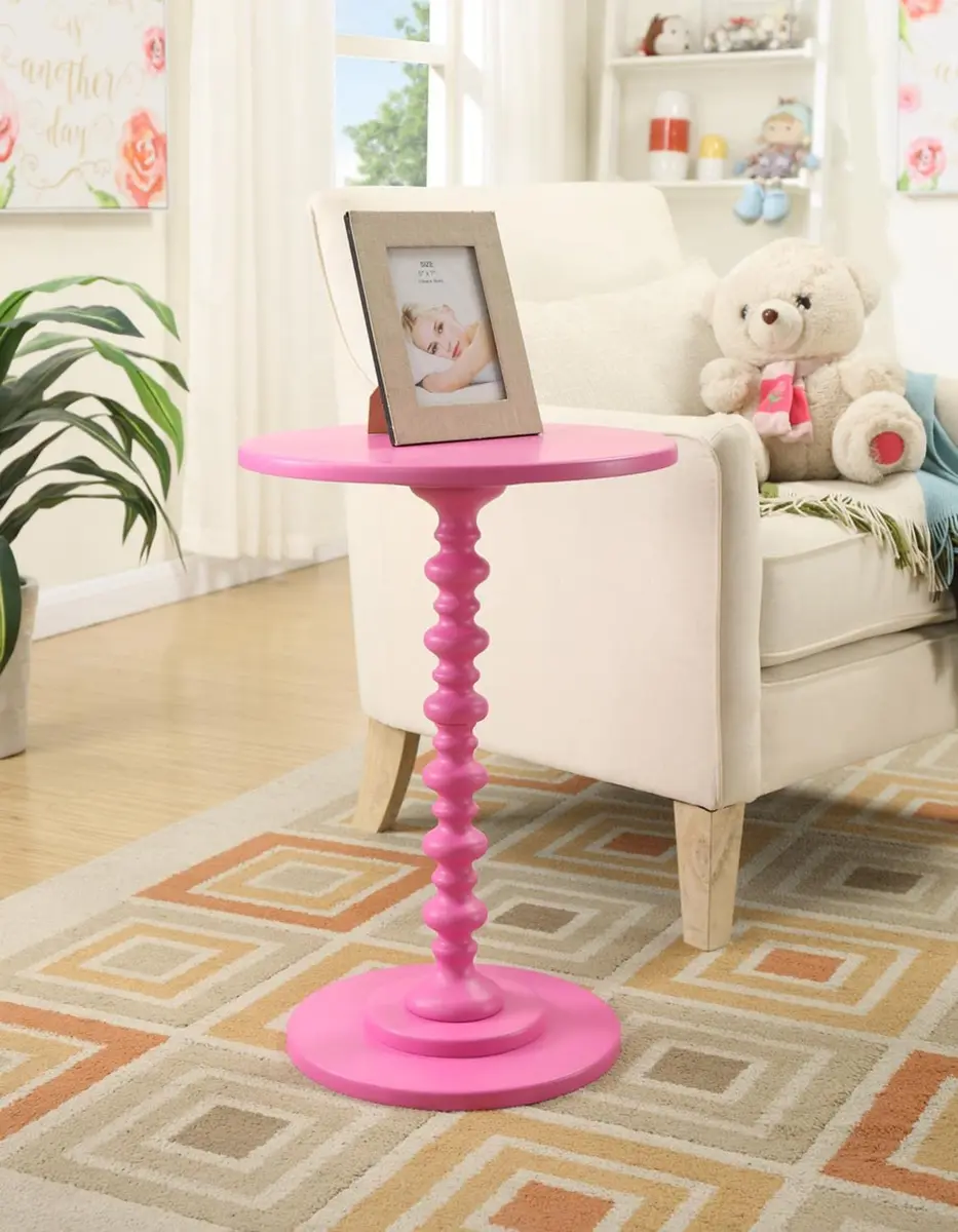 Convenience Concepts Palm Beach Spindle End Table, 17.75" | Pink Finish, Classic Design - view 3