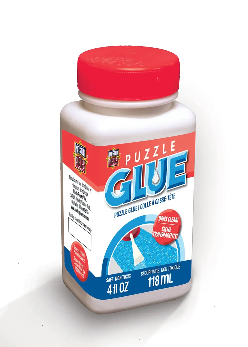 MasterPieces Jigsaw Puzzle Glue Bottle with Spreader, 4 fl oz (118 ml) | Preserves Puzzles - main product image