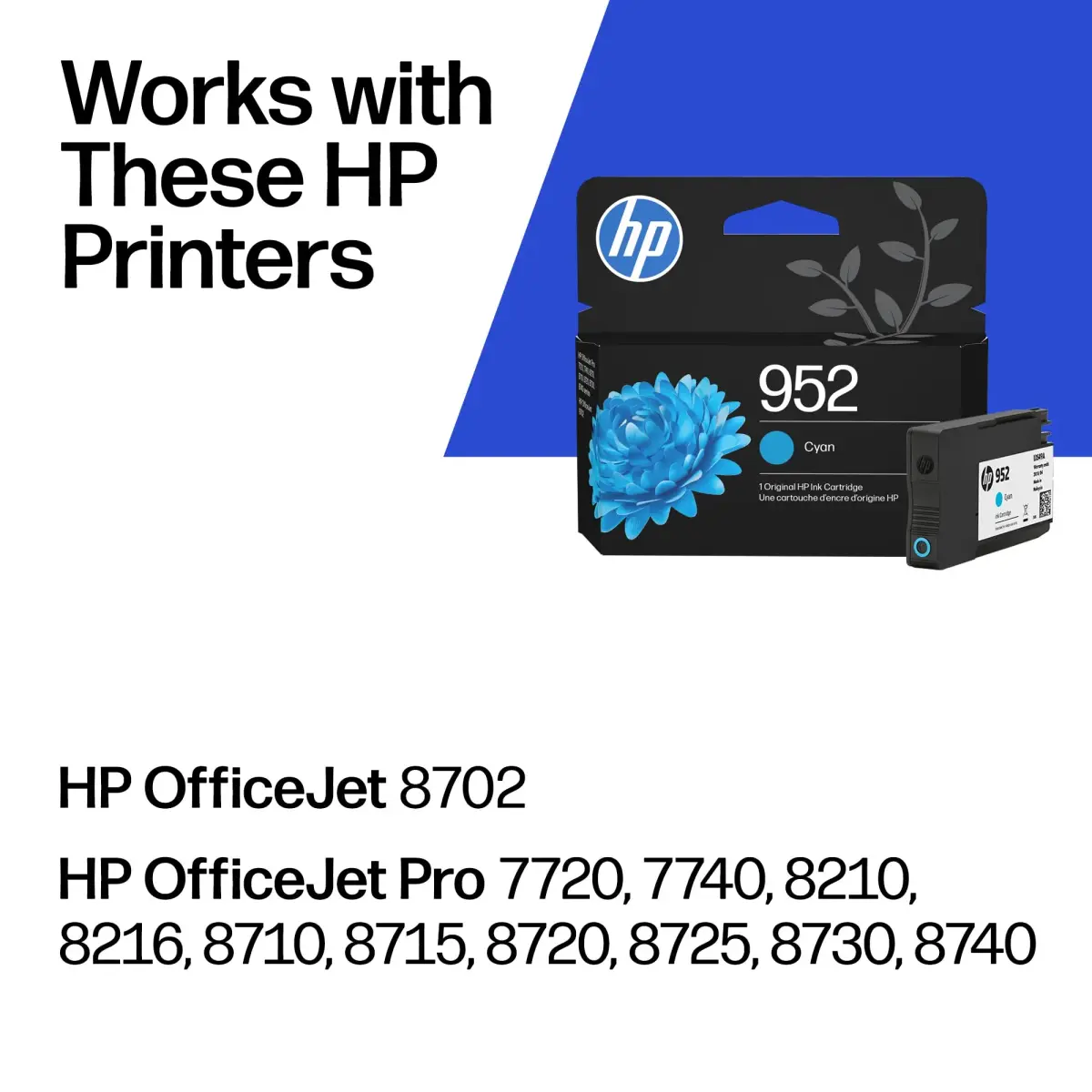 HP 952 Cyan Ink Cartridge | High Yield 630 Pages | Works with OfficeJet Pro 7720-8740 Series - view 2