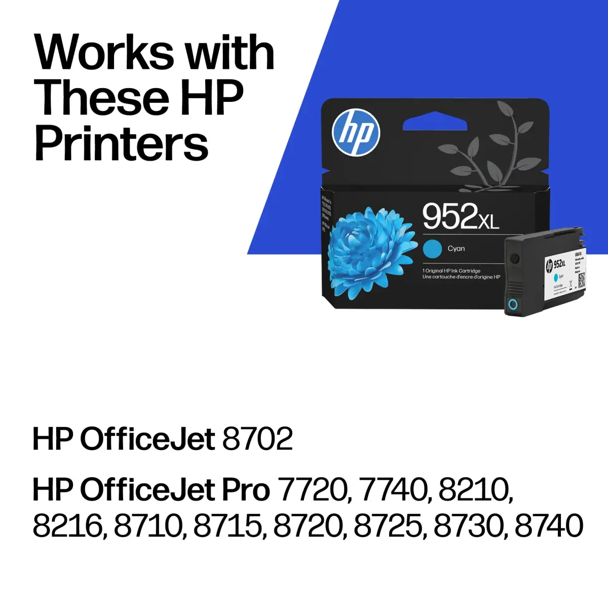 HP 952XL Cyan High-Yield Ink Cartridge | 1450 Pages | Genuine Inkjet Printer Ink - view 2