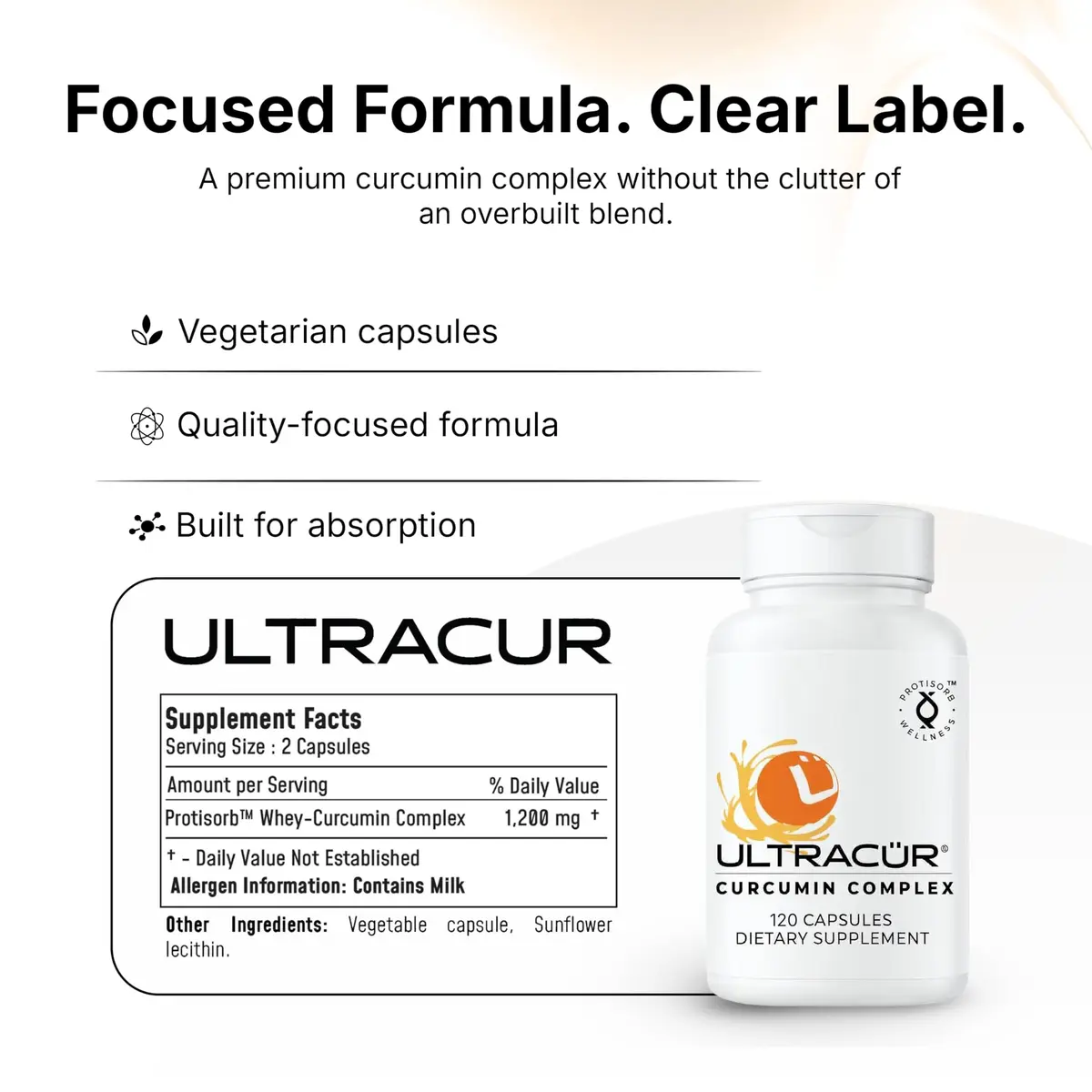 UltraCur Curcumin Complex Supplement - 600 mg Bioavailable Turmeric Capsules for Joint, Muscle & Brain Support, 120 Vegetarian Capsules - view 5