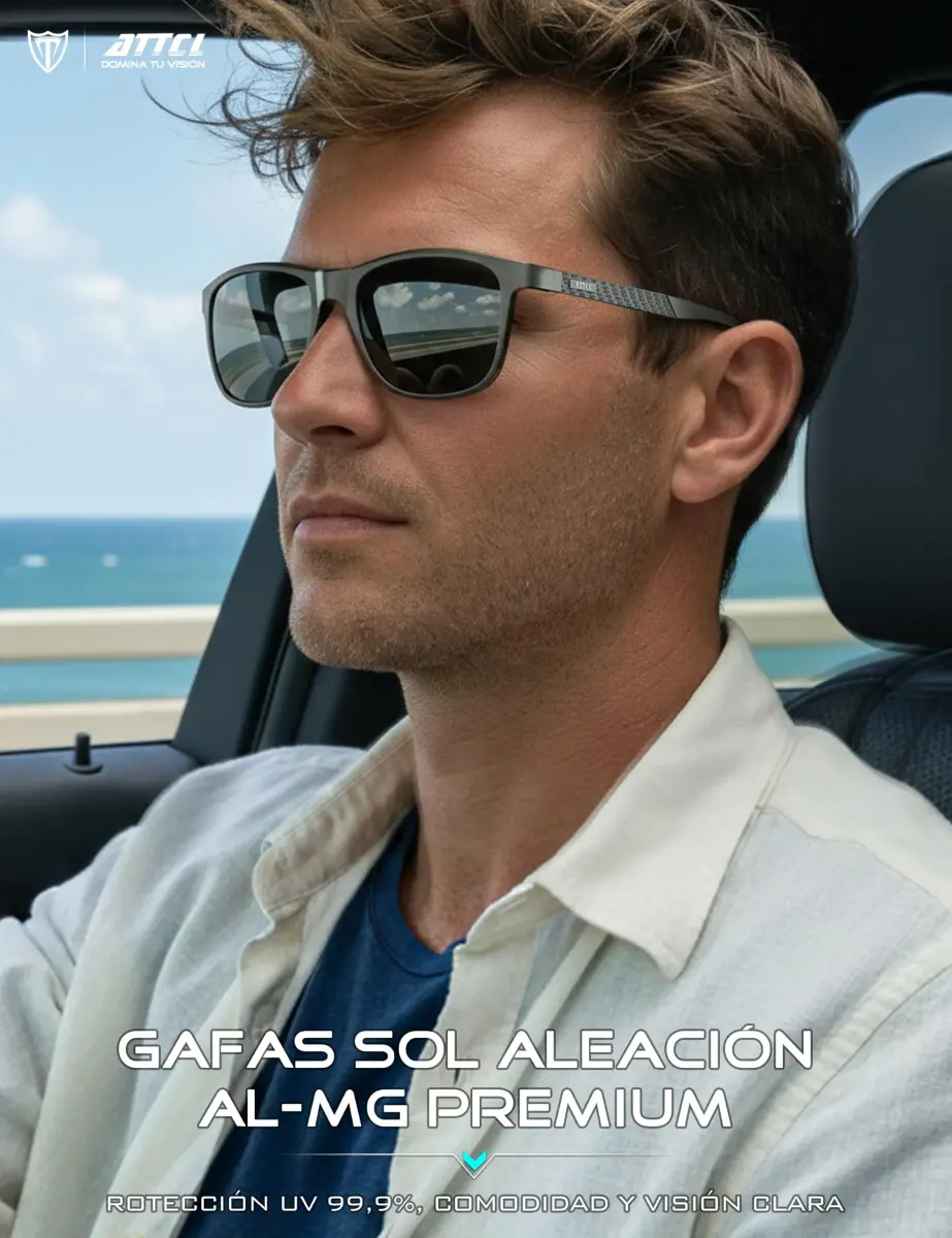 ATTCL Men's Grey-Grey Polarized Sunglasses - Retro Metal Frame, Non-Mirrored Lenses - view 2