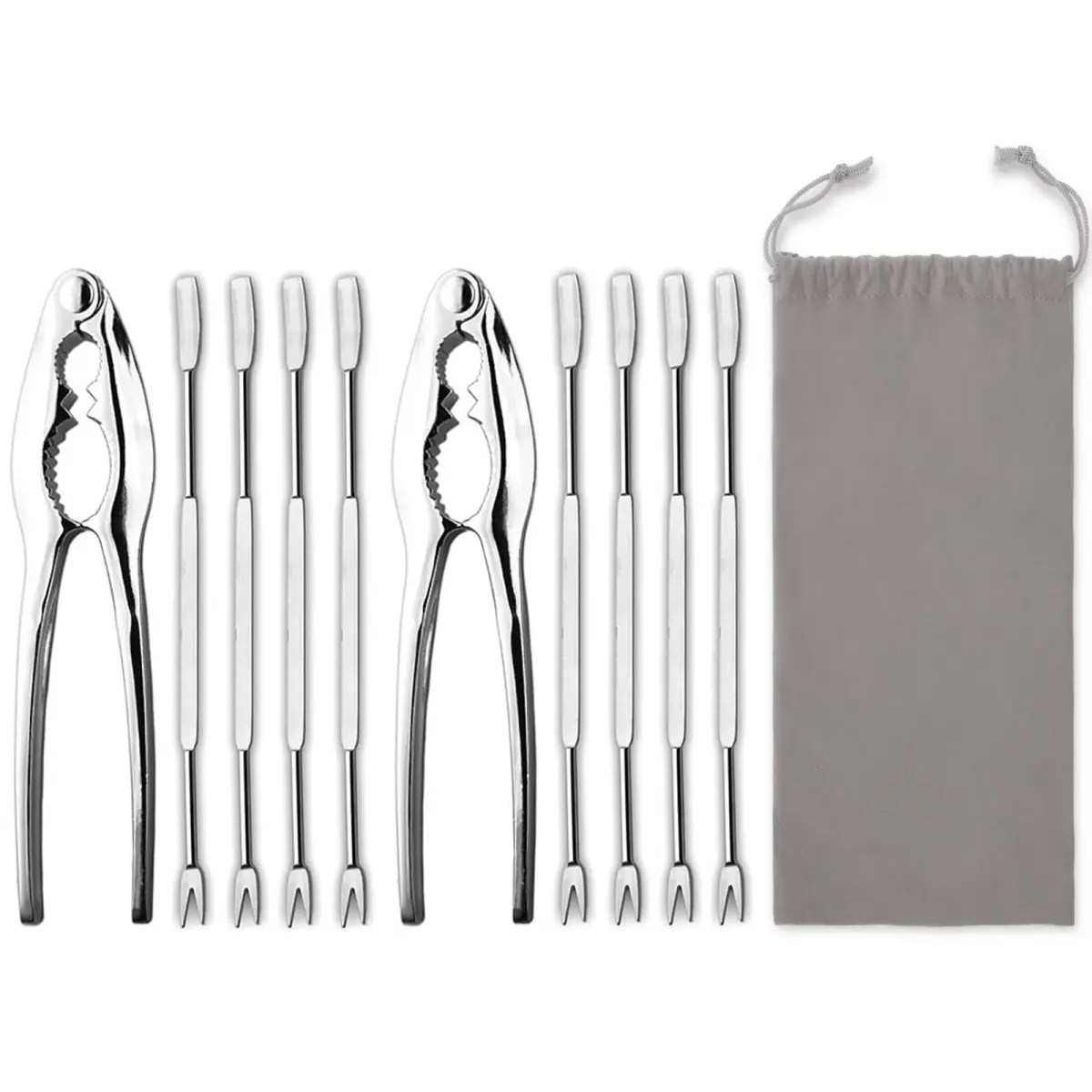 HIWARE Lobster Crackers and Picks Set, 10-Piece Stainless Steel Seafood Tools | Dishwasher Safe - main product image
