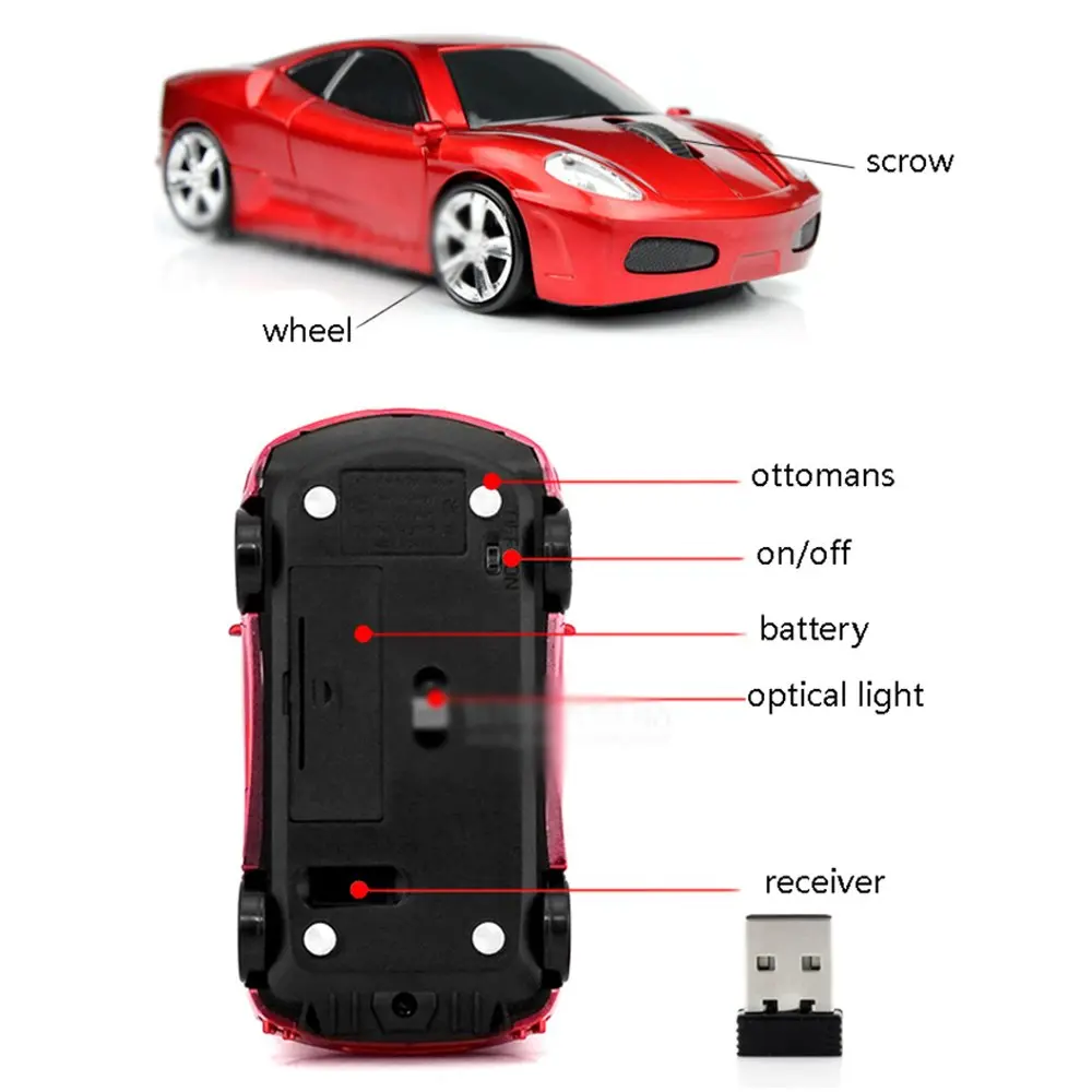 MGbeauty Wireless Mouse Sports Car Shape 120x60x35mm | 1600 DPI, Plug & Play, Compatible with Windows & Mac - view 4