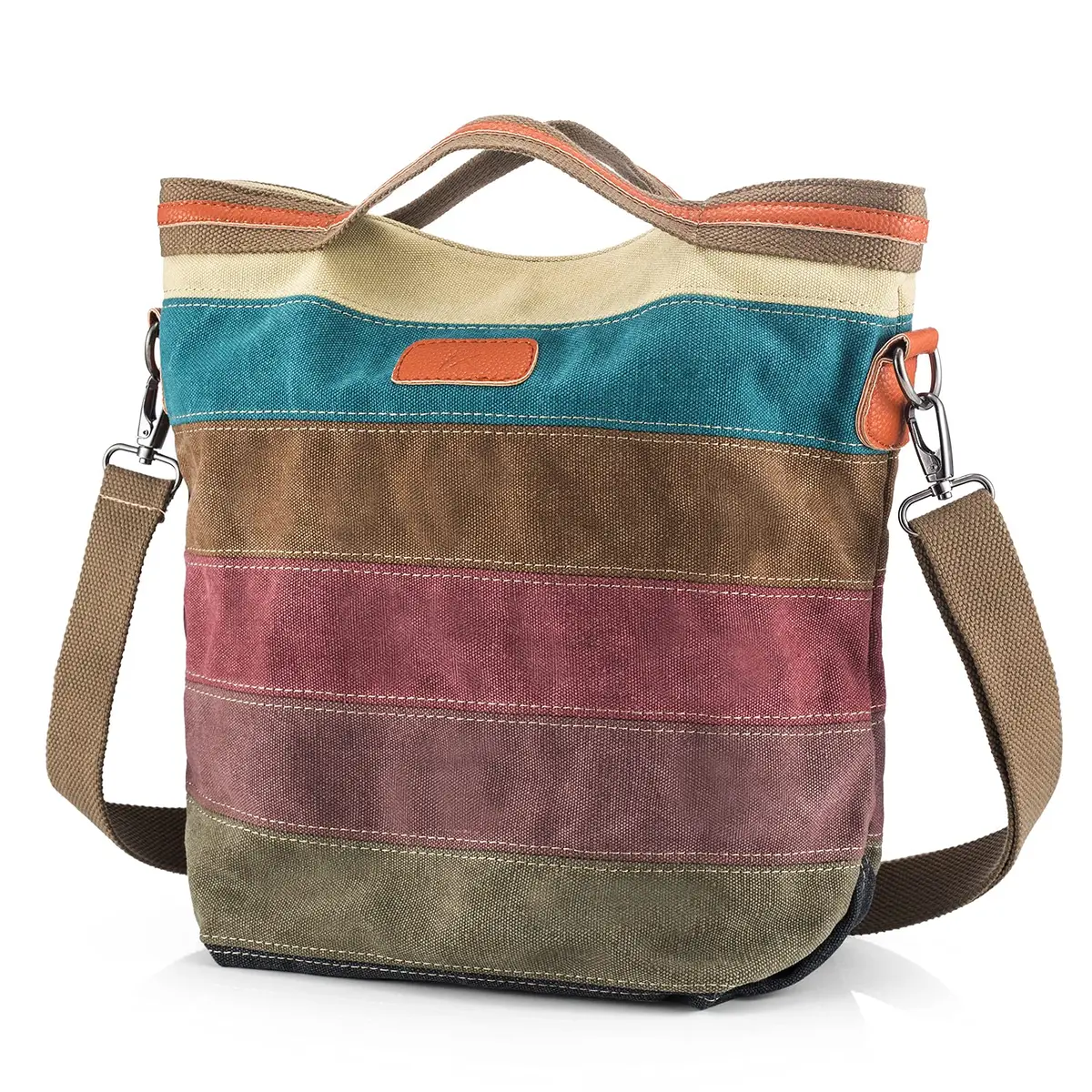 SNUG STAR Canvas Striped Lattice Tote Handbag for Women - 34cm (13") Height - main product image