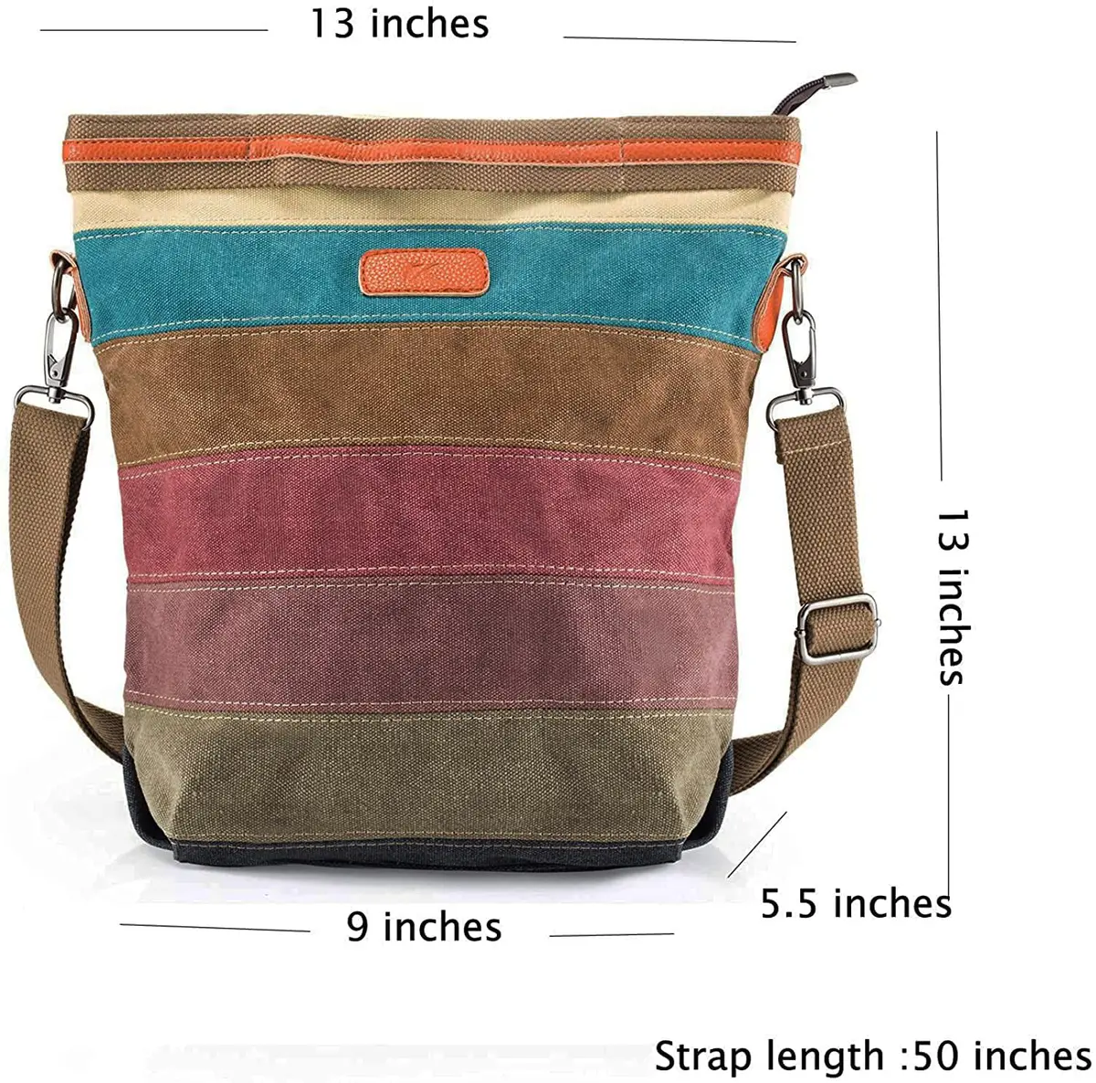 SNUG STAR Canvas Striped Lattice Tote Handbag for Women - 34cm (13") Height - view 5