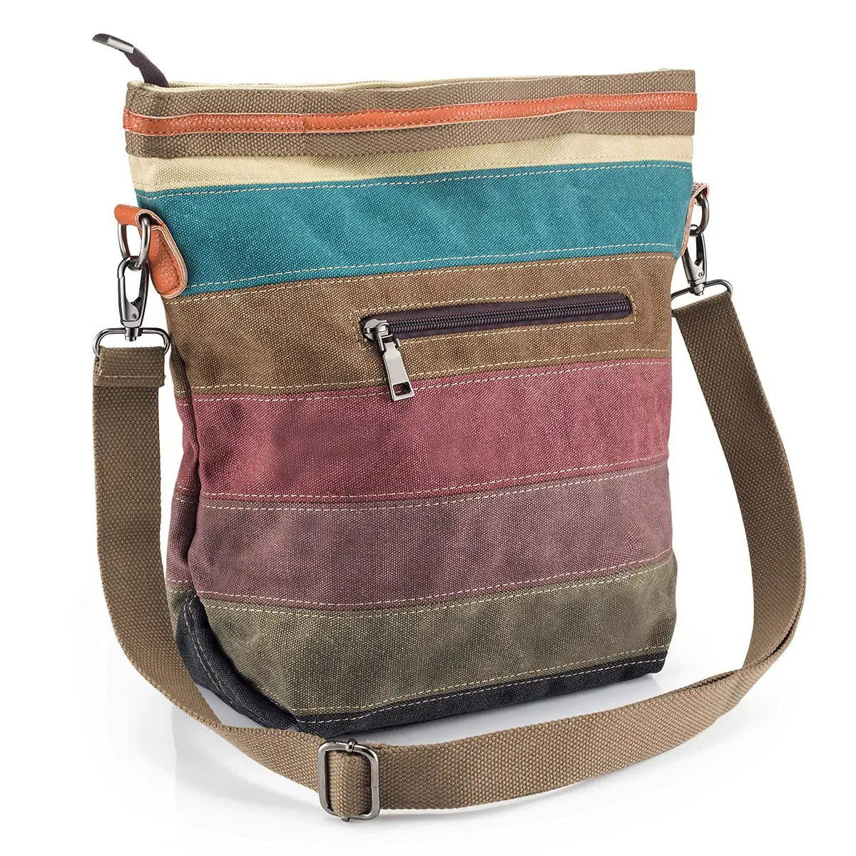 SNUG STAR Canvas Striped Lattice Tote Handbag for Women - 34cm (13") Height - view 3