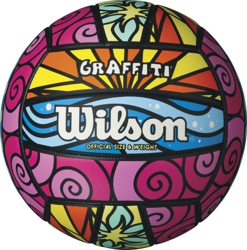 Wilson Graffiti Volleyball Pink/Blue/Yellow 1 Pack | Official Size 5 Indoor Match Play - main product image