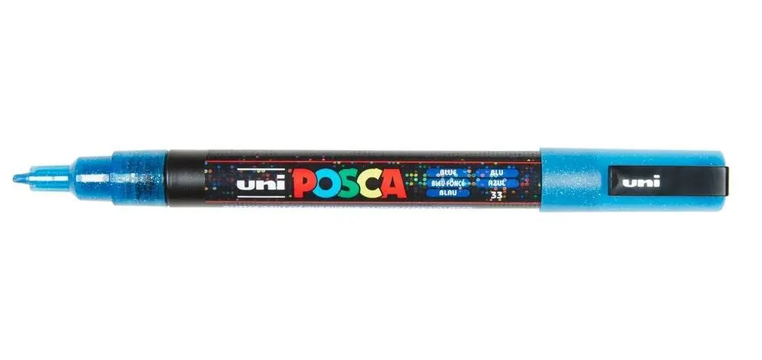 posca Glitter Paint Markers Fine Tip 0.9-1.3mm | Water-Based Glitter Blue for Art & Craft - main product image