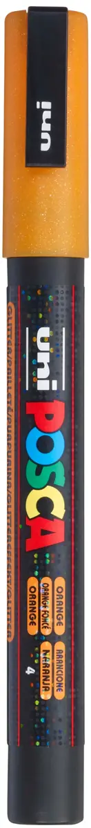 posca Glitter Paint Marker Fine Tip 0.9-1.3mm | Water-Based, Non-Toxic, Vibrant Orange Glitter - main product image