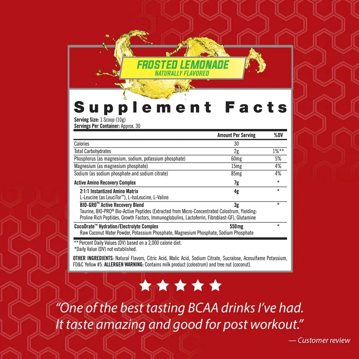 iSatori Amino-GRO BCAA Powder Frosted Lemonade Flavor | Clinically Dosed 2:1:1 Formula for Muscle Recovery & Performance - view 2