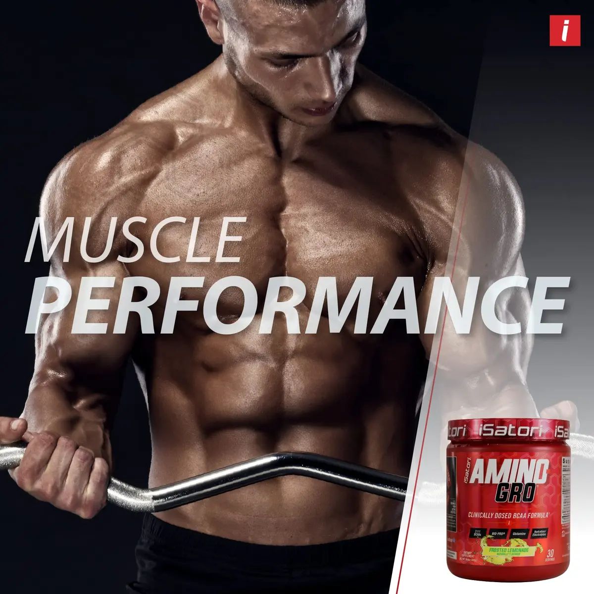 iSatori Amino-GRO BCAA Powder Frosted Lemonade Flavor | Clinically Dosed 2:1:1 Formula for Muscle Recovery & Performance - view 3