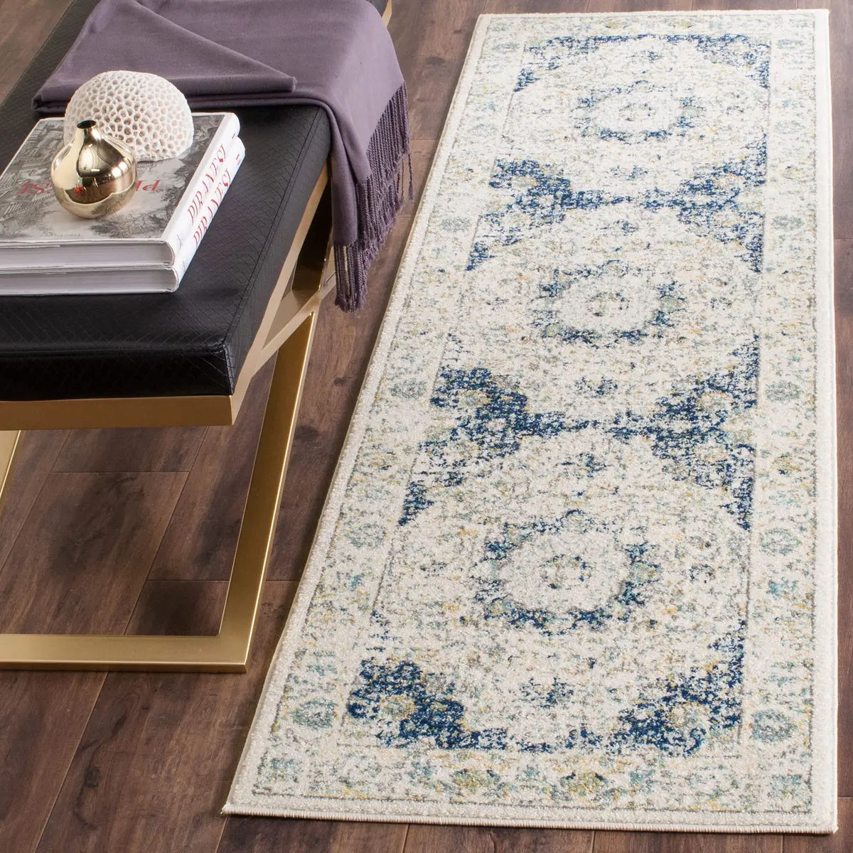 SAFAVIEH Evoke Runner Rug 2'2"x9', Traditional Ivory & Blue | Vintage Oriental Style, 3/8" Low Pile, Durable Polypropylene - main product image