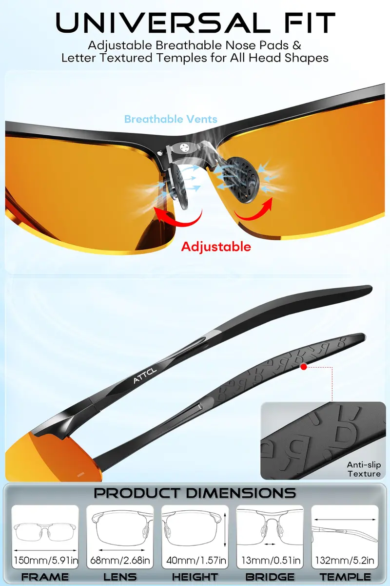 ATTCL Polarized Sunglasses Men Al-Mg Metal UV400 | Lightweight, Anti-Glare Vision Protection - view 7
